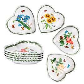 KXZ 22oz Ceramic heart Plates Set Of 4, 9 Inch Heart-Shaped Dessert Plates, White Appetizer, Salad Place, Restaurant Utensils, Microwave, Oven And Dishwasher Safe, White With Floral Pattern