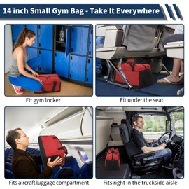 THSOGO Small Gym Bag with Wet Pocket - 14 inch Mini Duffle Bag for Men & Women Lightweight Carry On Bag for Travel Sport - Red