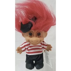 Russ Troll Doll 4 1/2" Russ France Red Hair Tag Around the World  My Lucky Troll New