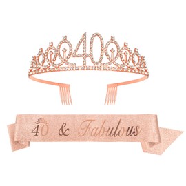sidaopiu 40th Birthday Gifts Women, 40th Birthday Decorations for Women, 40th Birthday Sash, 40th Birthday Crown, 40th Birthday Gift Ideas, 40th Birthday Tiara, Happy 40th Birthday Decorations