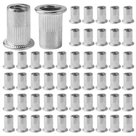 Pack of 100 Rivet Nuts M8, Stainless Steel with Grooved Body Rivet Nuts, Stainless Steel Rivet Nuts, 10 mm Insert Nuts, Suitable for Metal and Plastic Plates (Silver)