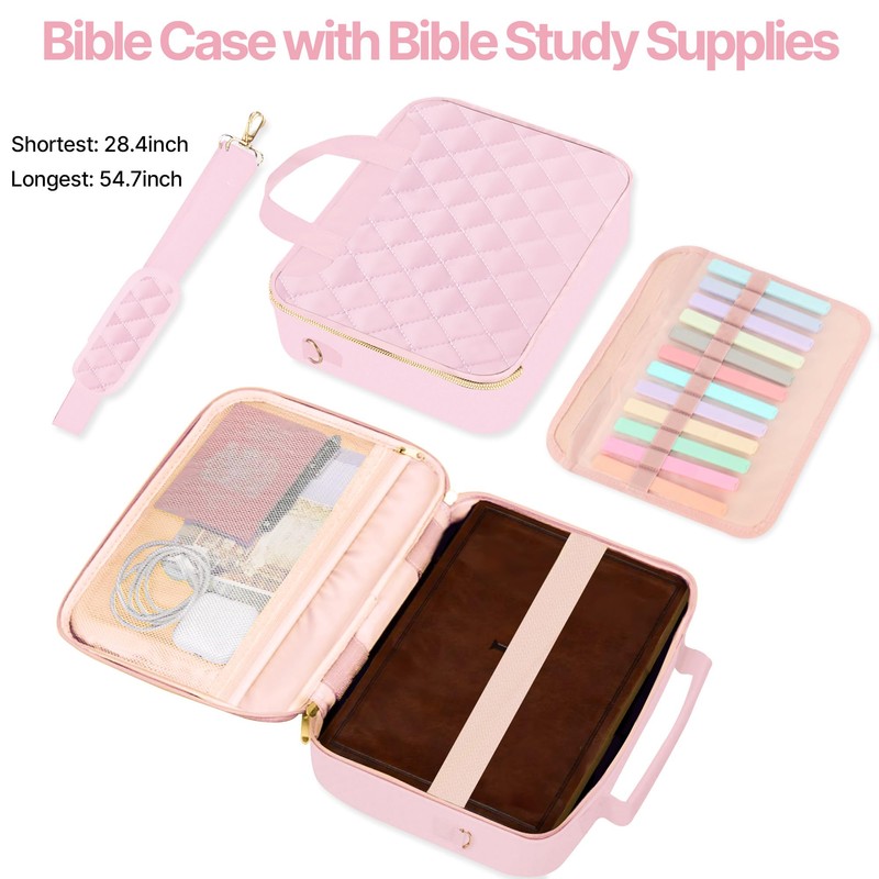 PUGPIU Bible Cover Case for Women, Large Bible Bag with