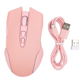 Wireless Mouse 2.4G Rechargeable USB RGB Professional Grade Optical Sensor Gaming Mechanical Mouse Pink