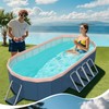 RockRain 2.8m Oval Inflatable PVC Pool: Dark Blue Large Garden