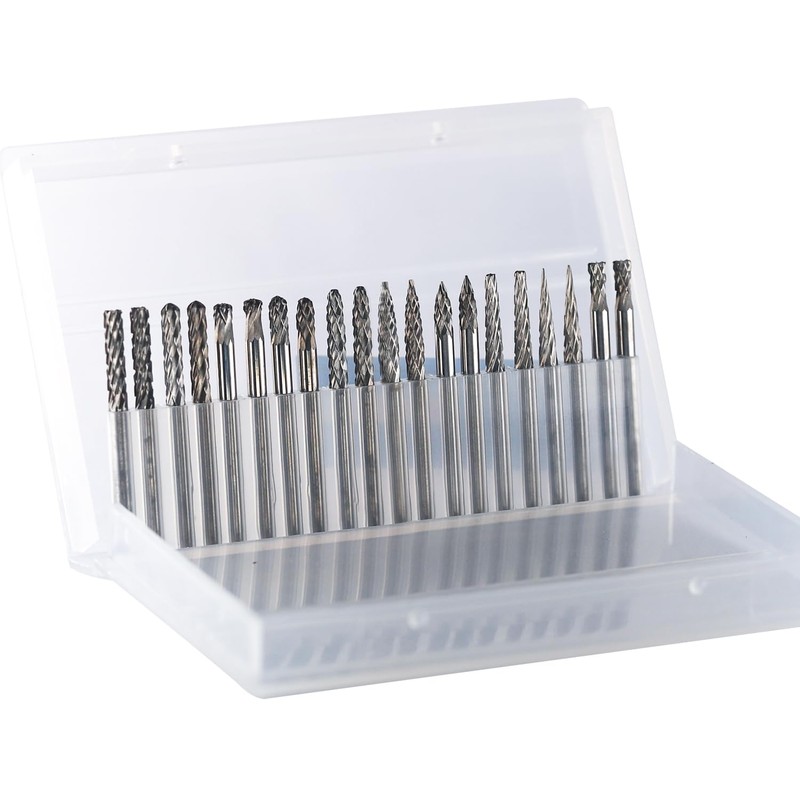 Mini Carbide Burrs Set 1/8’’ Shank Solid Tungsten Carbide Burrs