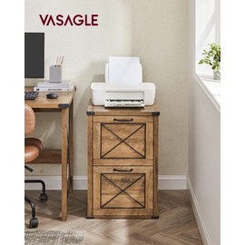 VASAGLE File Cabinet, Filing Cabinet with 2 File Drawers, Printer Stand, Fit A4, Letter Size, Hanging File Folders, Modern Farmhouse Style, for Home Office, Study, Rustic Walnut UOFC048T41
