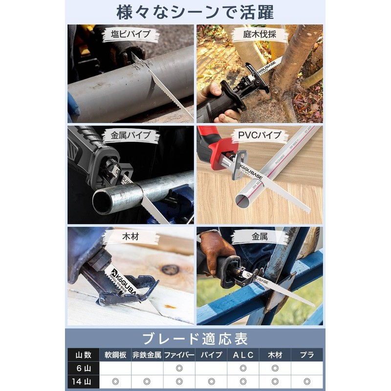 KōGU BASE Reciprocating Saw Replacement Blades, Bimetal, 8.9 inches (225