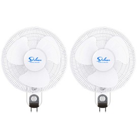 Simple Deluxe Adjustable Tilt, Quiet Operation Household Wall Mount Fans Oscillating, 2 Pack, White