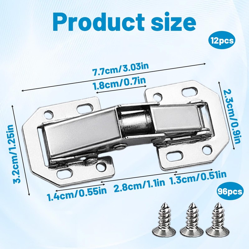 12-Piece No-Drill Slot Ball Bearing Door Hinges Set with 48