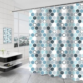 Tennove Shower Curtain Mould Resistant Geometric 240x200cm Drop Bathroom Curtain Waterproof Polyester Fabric Wet Room Bathtub Shower Curtain,Weighted Hem,Quick Dry