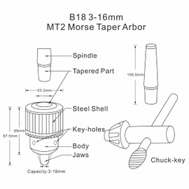 Earl Diamond Super Heavy Duty 5/8-Inch Drill Chuck with #2 Morse Taper Arbor & Chuck Key (5/8" MT2)