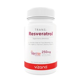 VIZANA NUTRITION | Trans-Resveratrol en Cápsulas HPMC Vegetarianas (60 Caps-550 mg) Adicionado con Acai Berry, Vitamina C, Biotina y Piperina