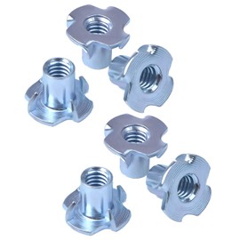 T Nuts 3/8"-16,Hincell 25pcs Zinc Plated Steel T-Nut 4 Pronged Tee Blind Nuts Assortment Kit for Wood, Rock Climbing Holds, Cabinetry, Furniture,etc.