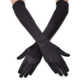 Costume Bay 1920s Flapper Gatsby Long Satin Gloves Vintage Roaring Twenties Elegant Accessory Women's Fashion Glamour Black White Evening Gala Theater Costume (Black, ONE)