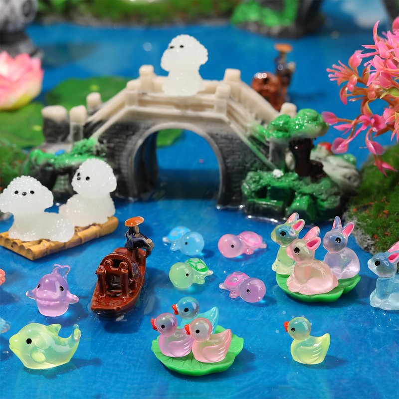 GSrenyu 72 Pcs Mini Resin Animals Luminous Resin Animals Ducks,