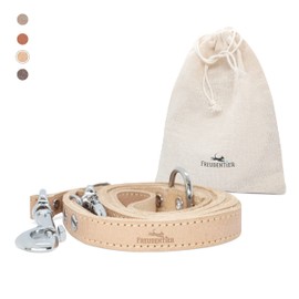 FREUDENTIER Leather Dog Lead (LWG Gold Certified) 2 m, 3-Way Adjustable Lead, Lovingly Produced in Holland, High-Quality and Stylish, Amstelpark Collection (Sand, 20 mm Wide)