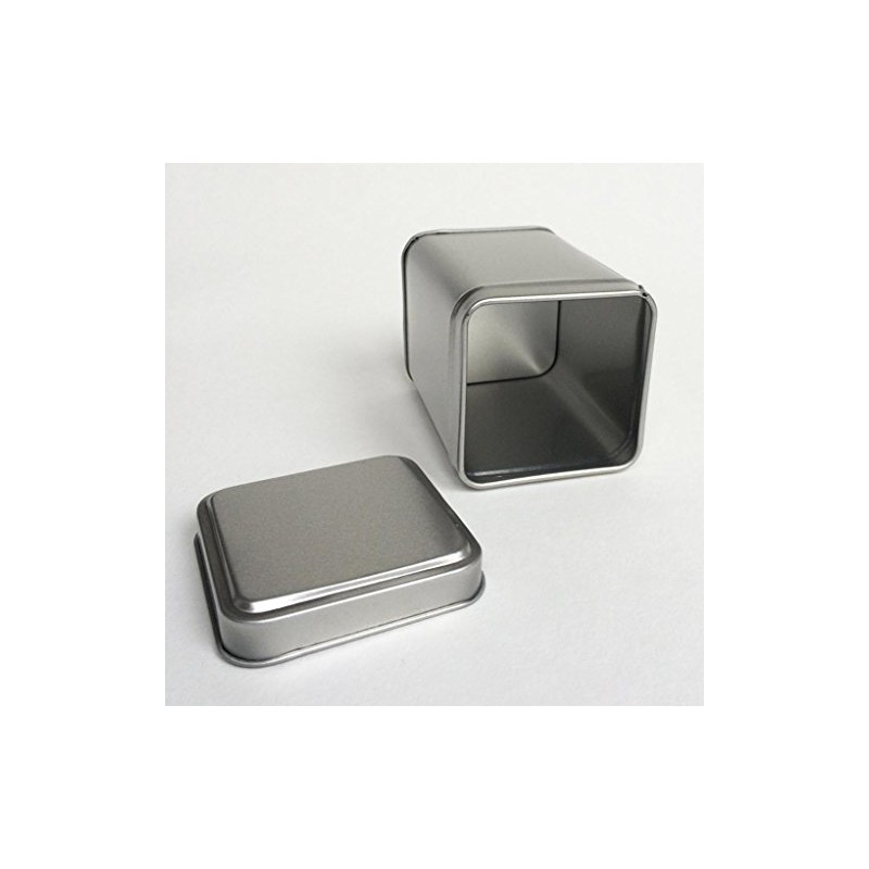 Silver 50 gram 8 centimeter square tin caddy