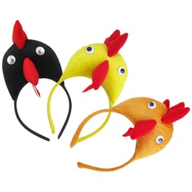 Homoyoyo Chicken Headband, Chicken Headband, Pack of 3 Cockerel Headbands, Cartoon Rooster Headband, Animal Costume, Party Costume, Adults and Children, Animal Chick Head Decoration for Party Supplies