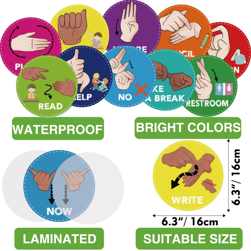 ASL Classroom Hand Signal Cards - 36 Classroom Hand Signal
