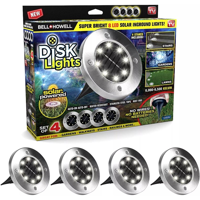 Bell & Howell Disk Lights Deluxe Solar Powered 3.75 W