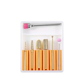 Nail Drill Bits Set, 7 Pieces Tungsten Steel Alloy Nail Drill Bits 3/32 Inch Shank Electric Nail Files Kit for Manicure and Pedicure Home Use