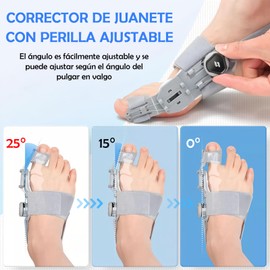 2 Piezas Corrector de Juanetes Con Pivote Ajustable, Juanetes Corrector Universal para Ambos Pies con Perilla de Ajuste Multiángulo, Férula Bunion Corrector Ajustable para Hombres y Mujeres (Gris)