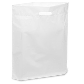888 Display - 50 Bags of 15" x 18" x 4" White Goody Bag, Merchandise Bag, Store Supply Bags, Patch Handle.