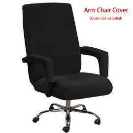 GSDGV Office Chair Cover, Stretchable High Back Computer Armchair Covers, Washable Chair Slipcovers With Armrest Sleeve for Universal Rotating Bos-s Chair(Black,size:XL)