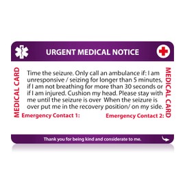 Epilepsy Awareness Medical Card, Epilepsy Card with Writable Panel and Patterned Lanyard, Epilepsy Emergency Contact Card