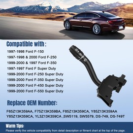 LCWRGS Turn Signal Switch Compatible with 1997-2000 Ford F-150 250 350, F-250 350 450 550 Super Duty, Wiper Washer Dimmer Multi-Function Combination Switch, F65Z13K359AA F75Z13K359BA