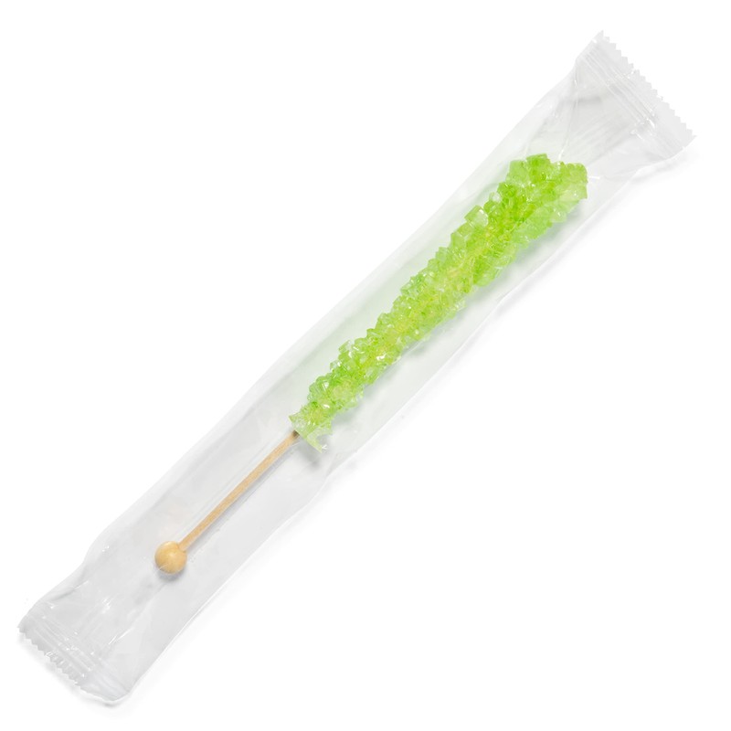 Light Green Rock Candy Sugar Sticks - Watermelon Flavored -