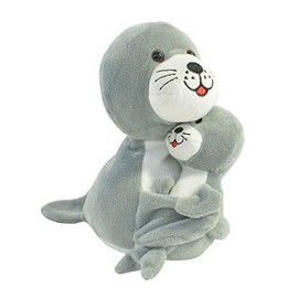 Kögler 75978 Laber Animal Seal with Baby Sally and Malte, Approx. 18 cm Tall, Plush Toy with Playback Function, Chatters Everything Funny and Moves
