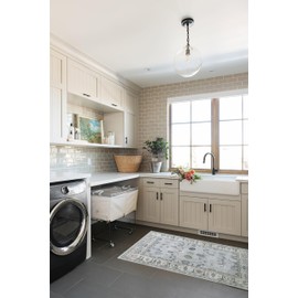 Cream Blue Oushak Rug, Modern Rugs, Vintage, Turkish, Eclectic, Floral, Pastel, Washable, Small Throw, Accent Area Rug for Living Room, Bedroom, Kitchen, Bathroom, 2'5"x4'9