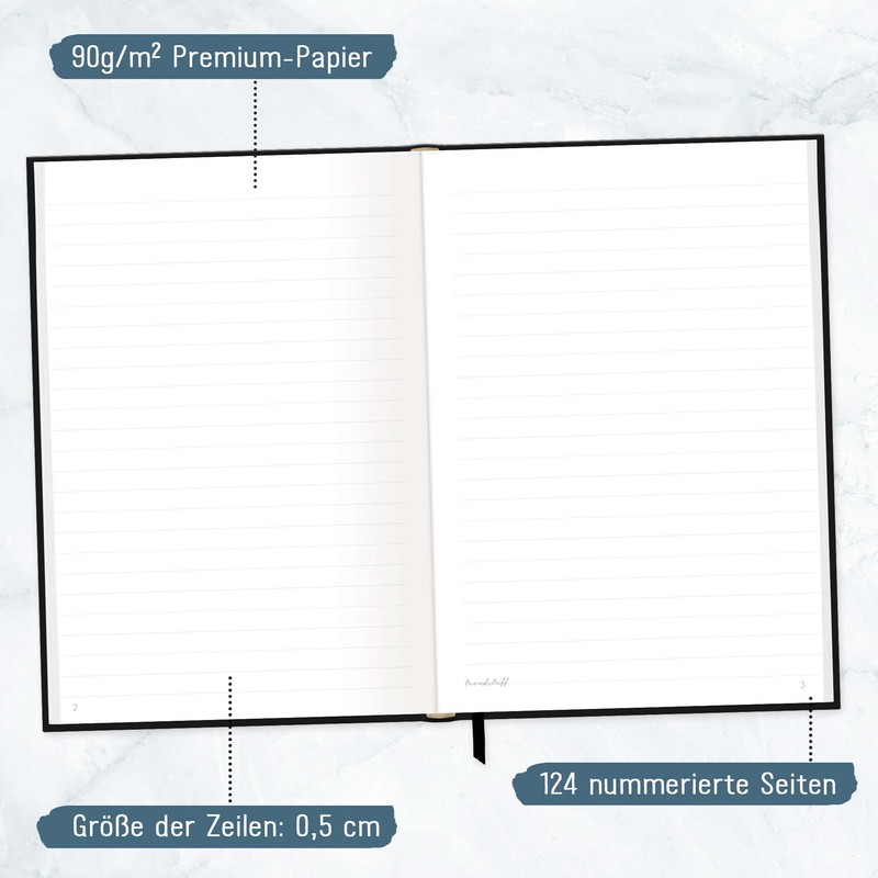 Trendstuff by Häfft Notebook A5 Lined [Black Edition Gold] 124