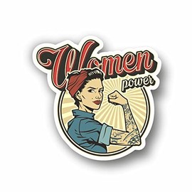 AMA SHOP WOMEN POWER VINTAGE PVC STICKER for Decal Wall Mural Car Motorcycle Helmet Camper