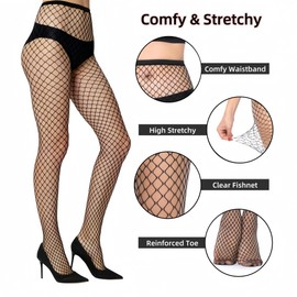 Malustar 4 Pack Fishnet Tights (S-M, Micro, Medium, Wide & Whale Net)