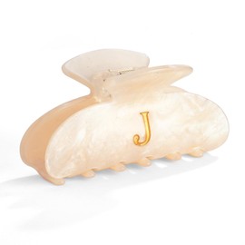 LILIE&WHITE Acrylic Letter Hair Clips For Women Stylish J Monogram Hair Claw Alphabet Hair Clip Fashion Glitter Claw Clips Elegant And Durable Hair Accessory Large Hair Clips J