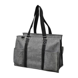 Gray Crosshatch NGIL Zippered Caddy Organizer Tote Bag