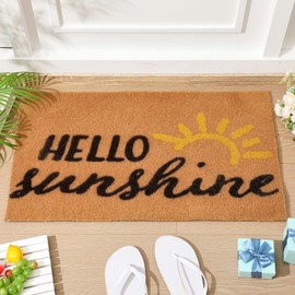 Ceenna Summer Nature Coir Doormat Outdoor Beach Hawaiian Theme Welcome Outdoor Rugs Front Door Mat for Summer Porch Indoor Decor Gift, 16 x 28 Inch(Sunshine)