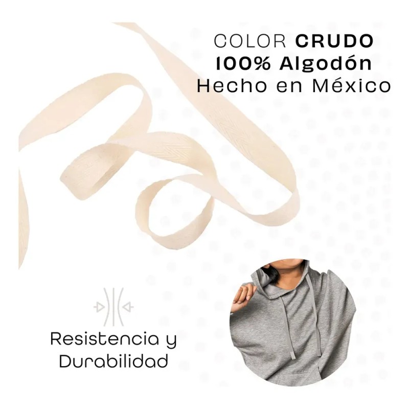 Cinta Palmita Algodón 20mm Crudo Rollo 100m Inzaboton Indumentaria