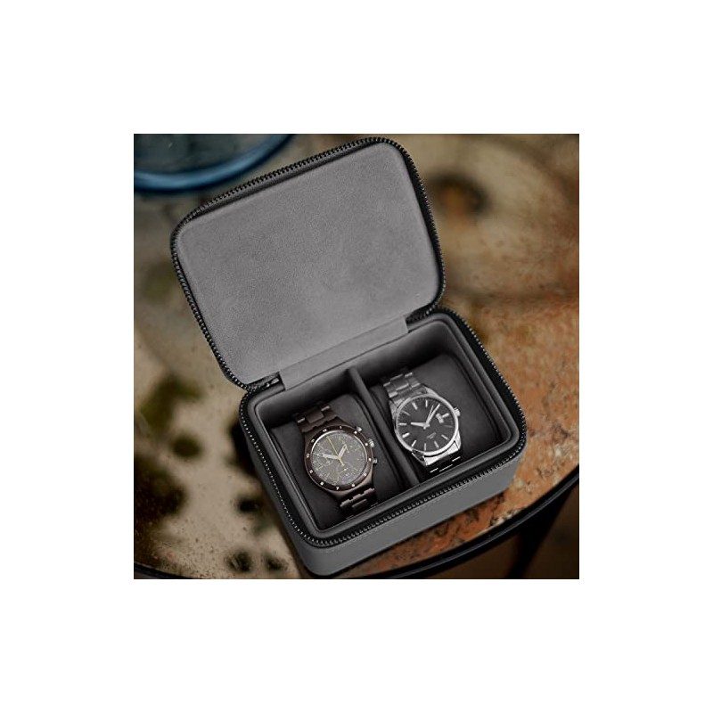 Stackers Slate Grey Double Zipped Watch Box