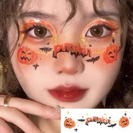 Y58 Halloween Tattoo, Face, Costume, Cosplay, Kids, Unisex, Props, Cute, Face Makeup, Water Transfer, Sticker, Cute Tattoo, Accessories, Pumpkin, Ghost, Bat and Spiderweb
