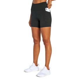 Zobha Women's Standard Bailey High Rise Pocket Bike Short, Heather Black