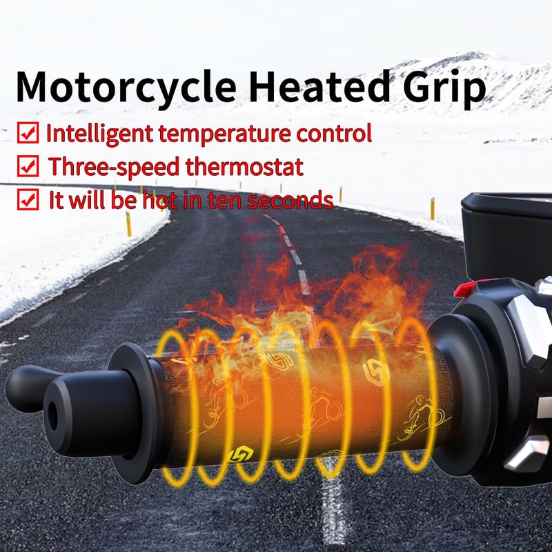 OXWIND Motorcycle Heated Grip Covers 12V Handlebar Heater, 7/8 Heated
