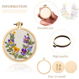 Mini Embroidery Hoop Wooden Mini Stitch Hoop Ring for DIY Pendant Crafts, Round, Oval Vertical, Oval Horizontal(8 Sets)