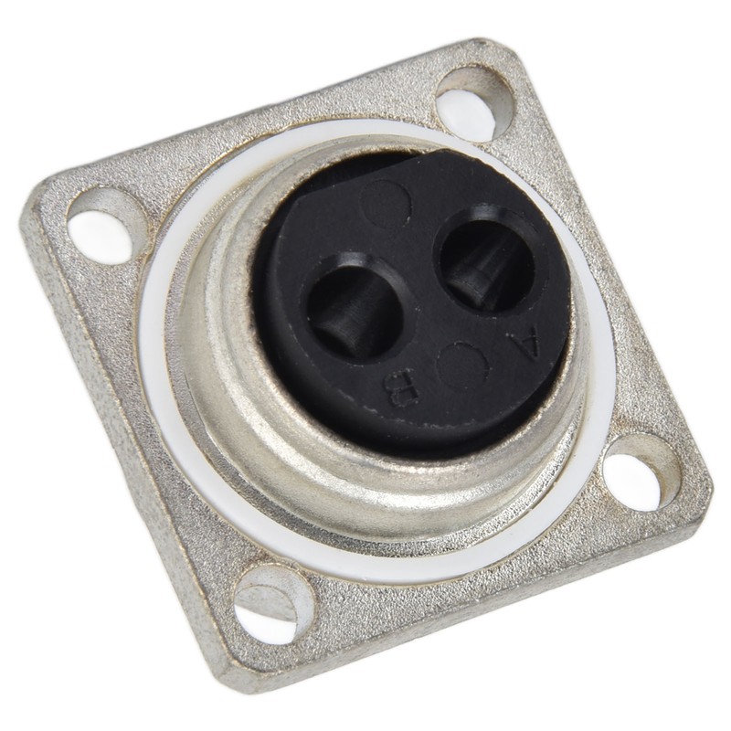 2 Pin Socket Square Flange Screw Mounting Power Connector Electric