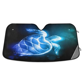 Dussdil Summer Sea Turtle Floral Car Windshield Sunshades Ocean Blue Tortoise Sun Shade Reflective UV Rays Protector Keep Cool Visor Cover Foldable Retractable for Car Truck SUV