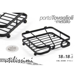 Gicos Napkin Holder Kitchen Bar Metal 18 x 18 x 5 cm with Napkin Holder Colour Black CHL-831003