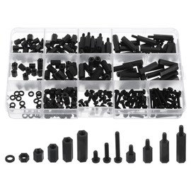 MECCANIXITY 260pcs M3 Nylon Standoffs Kit, Male Female Nylon Hex Spacer Standoffs Screws Nuts Assortment Kit for PCB Motherboard RC FPV Drone Quadcopter, Black