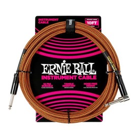 【正規品】 ERNIE BALL 6470 楽器用シールドケーブル 10フィート BRAIDED INSTRUMENT CABLE 3.05m STRAIGHT/ANGLE パンプキン・パイ